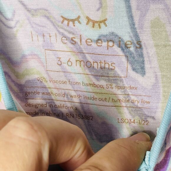 Little Sleepies Pink Marble Swirl Zippy 3-6 Month Girls OOS HTF Bamboo - Picture 5 of 6
